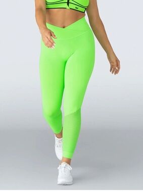 SHEFIT Seamless Leggings Bottoms Medium Neon Green Athletic